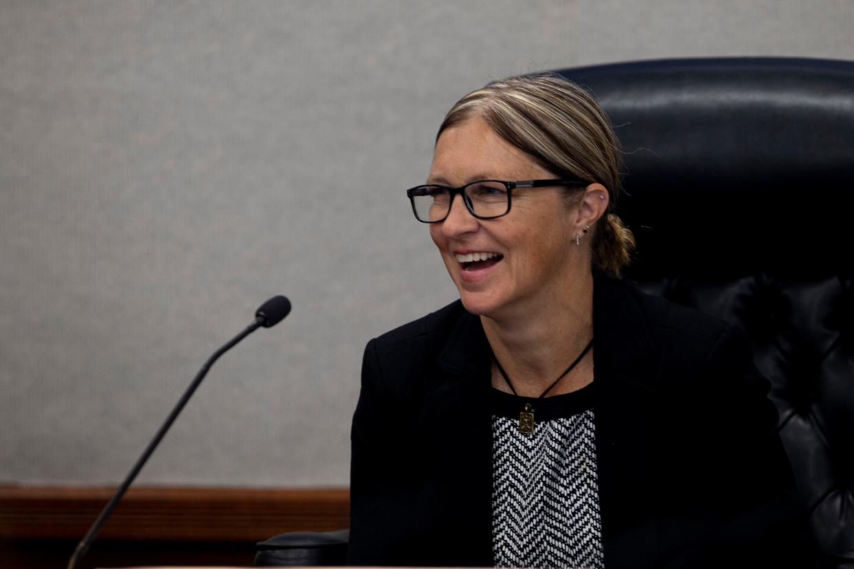 The Collier County Board of Commissioners approved acting county manager Amy Patterson, pictured, as its new county manager, Thursday, June 16, 2022, in the Board of County Commissioners Chambers at the Collier County Government Center in Naples, Fla.