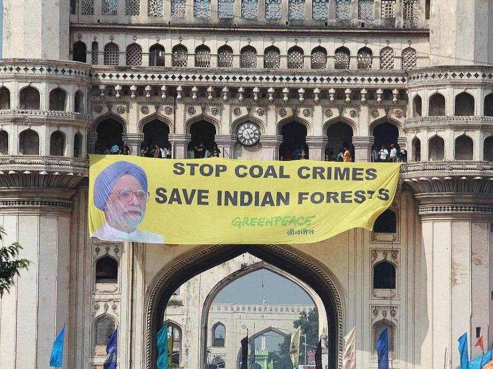 On the first day of the Convention on Biological Diversity in Hyderabad Greenpeace activists unfurled a 60 foot banner from the balcony of the iconic Charminar urging the government to be a responsible host and protect forests and biodiversity in India.