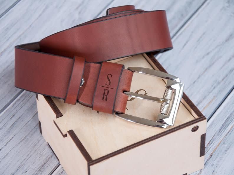 Wood Present Studio Personalized Leather Belt