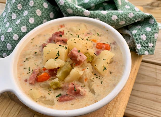 <p><a href="https://parade.com/970741/kristamarshall/slow-cooker-ham-potato-chowder-recipe/" rel="nofollow noopener" target="_blank" data-ylk="slk:Krista Marshall;elm:context_link;itc:0;sec:content-canvas" class="link ">Krista Marshall</a></p>