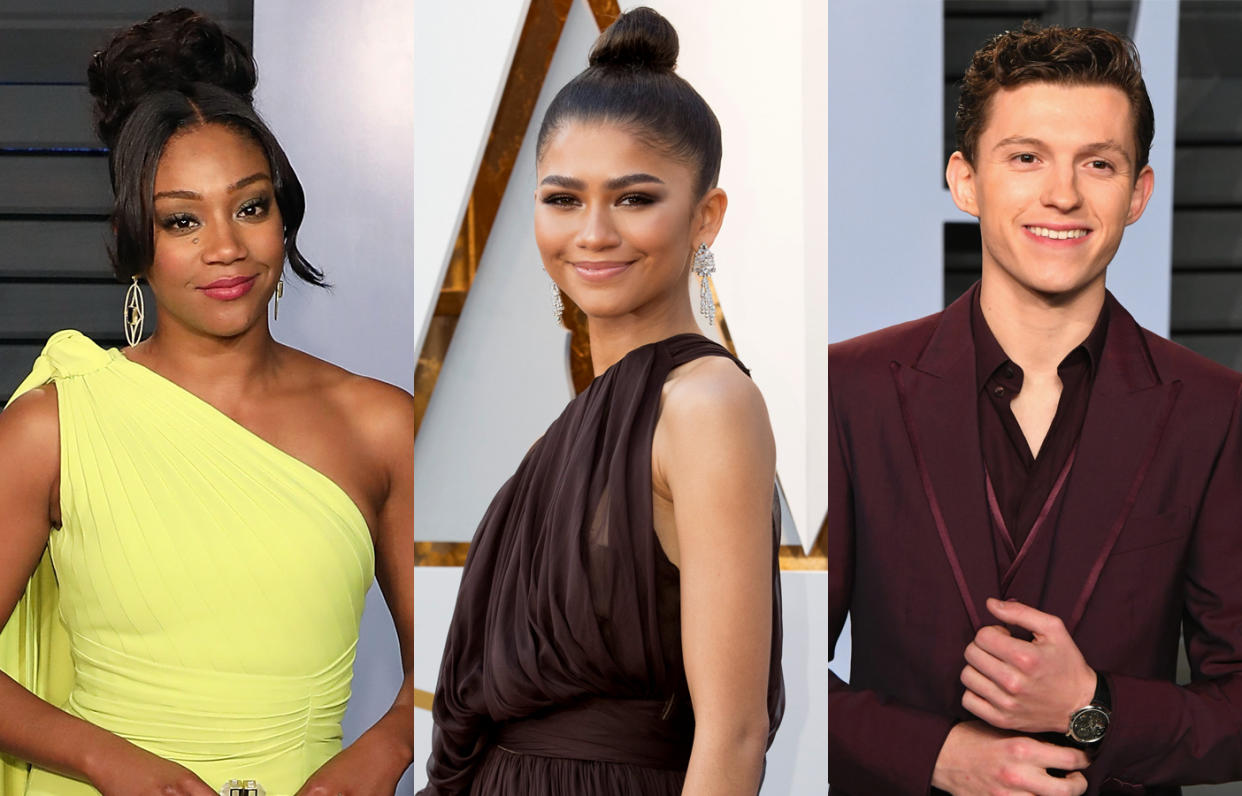 Tiffany Haddish, Zendaya, and Tom Holland attend the 90th Annual Academy Awards. (Photo: Getty Images)