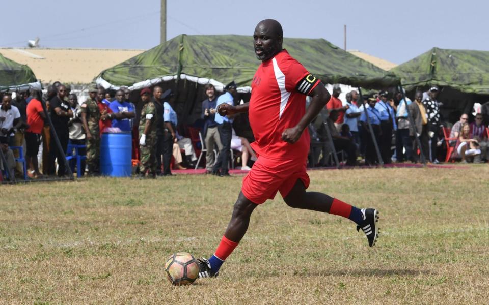 Liberia president George Weah, pictured during a match for Weah All Stars team in January, represented his country once more in a friendly with Nigeria - AFP
