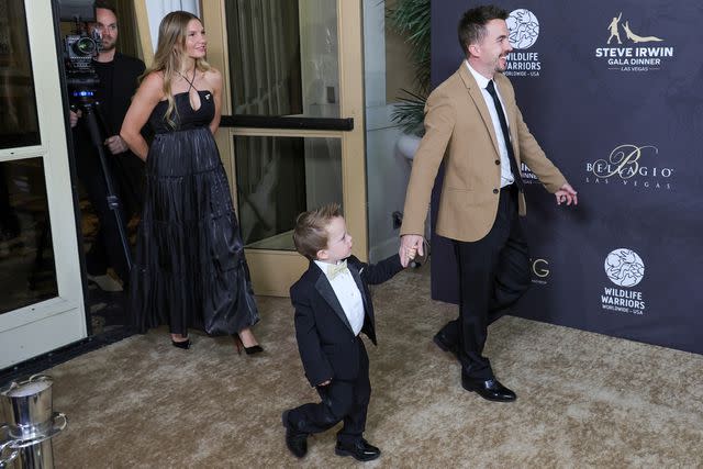 <p>Ethan Miller/Getty</p> From left: Paige, Mauz and Frankie Muniz attend the Steve Irwin Gala on May 11, 2024