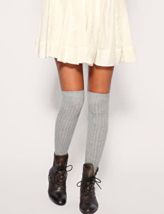 With short or tall boots, over-the-knee socks have an uncanny sexiness.