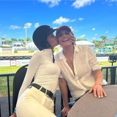 <p>Bella Hadid/Instagram</p> Bella Hadid poses with mom Yolanda Hadid at Wellington International, an equestrian club in Wellington, Florida.