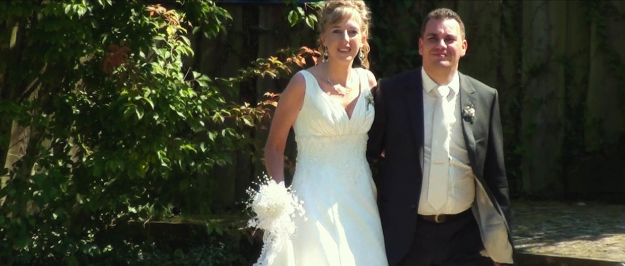 Joyce and John pictured on their wedding day as seen in the documentary series.