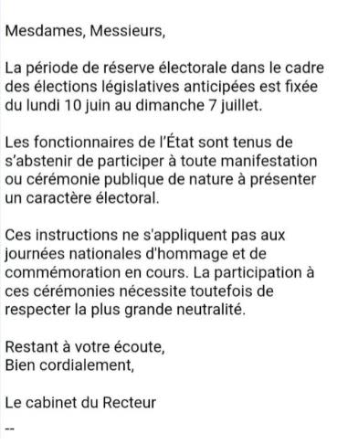 <span>Capture d'écran, réalisée le 20 juin 2024, d'un mail du rectorat de Rennes</span>