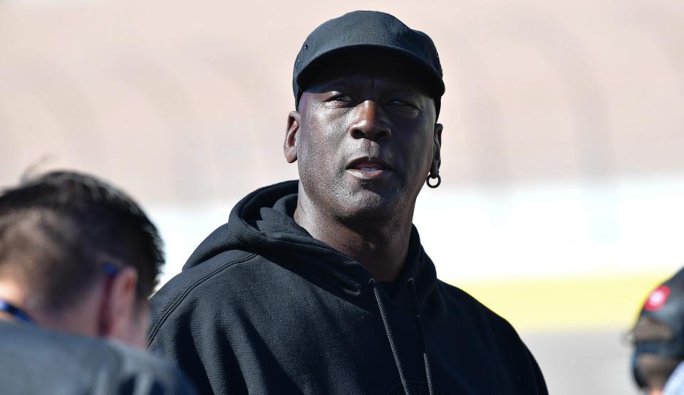 NASCAR series team owner Michael Jordan in attendance during qualifying for the South Point 400 at Las Vegas Motor Speedway. Mandatory Credit: Gary A. Vasquez-USA TODAY Sports