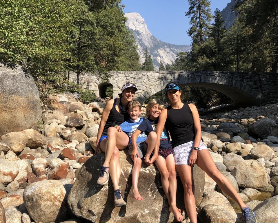 The author with her sister, son, nephew on their most recent trip to Yosemite. (Credit: Jill Hitchcock)