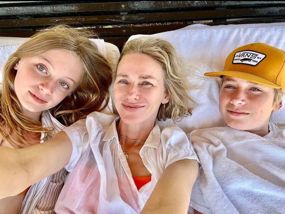 <p>Naomi Watts Instagram</p> Naomi Watts taking a selfie with her children Kai and Sasha.