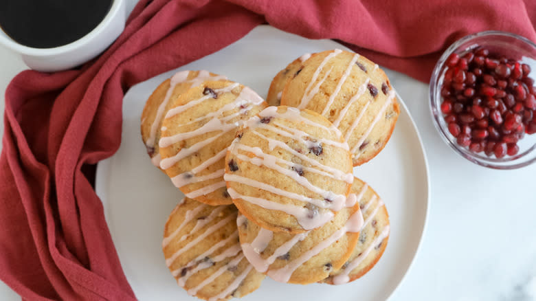 glazed muffins with red napkin