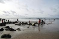 Atlantic view: Yoff beach, where the Copacabana restaurant is located