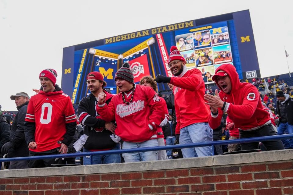 Ohio State fans cheer prior to a game at Michigan on Nov. 25.