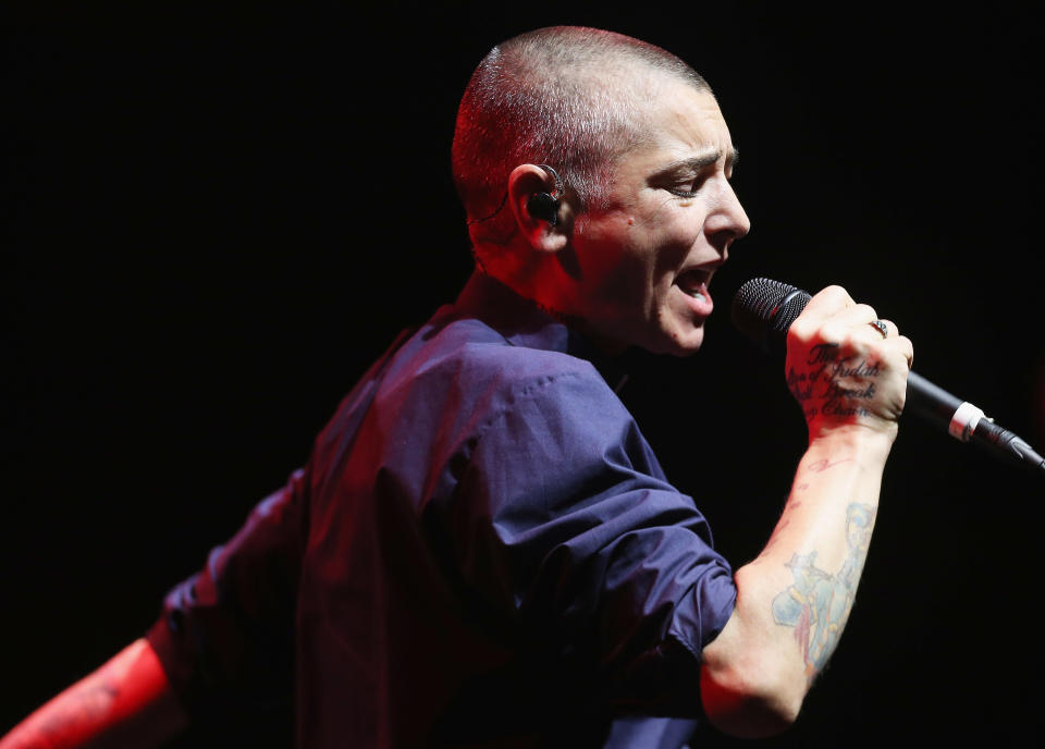 SYDNEY, AUSTRALIA - MARCH 19:  Sinead O'Connor performs live for fans  at Sydney Opera House on March 19, 2015 in Sydney, Australia.  (Photo by Don Arnold/WireImage)