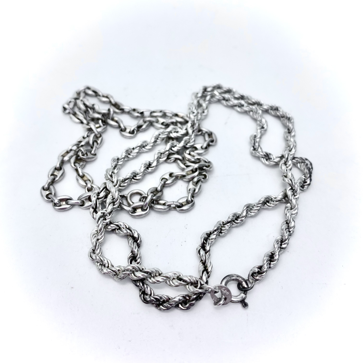 These days, sterling silver chains like this ($46) are almost always sold by weight.