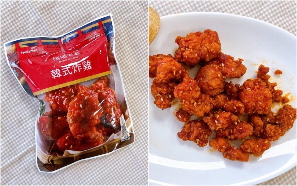 全家微波冷涷食品自有品牌「媽媽煮藝」系列最受歡迎的商品之一就是韓式炸雞 圖片來源：LOOKin編輯拍攝