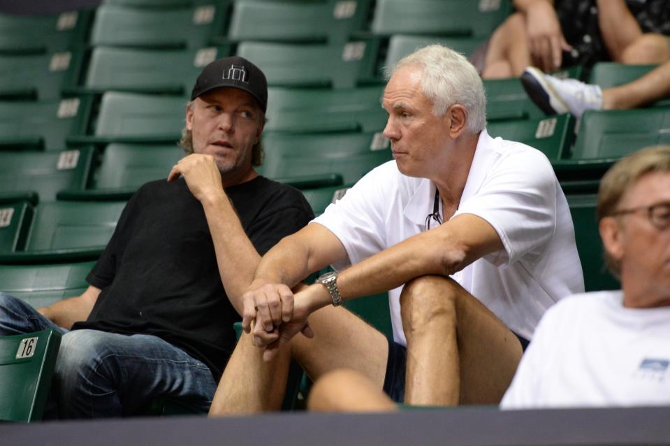 The Lakers have struggled mightily in recent years under vice president of basketball operations Jim Buss (left) and general manager Mitch Kupchak. (Getty Images)