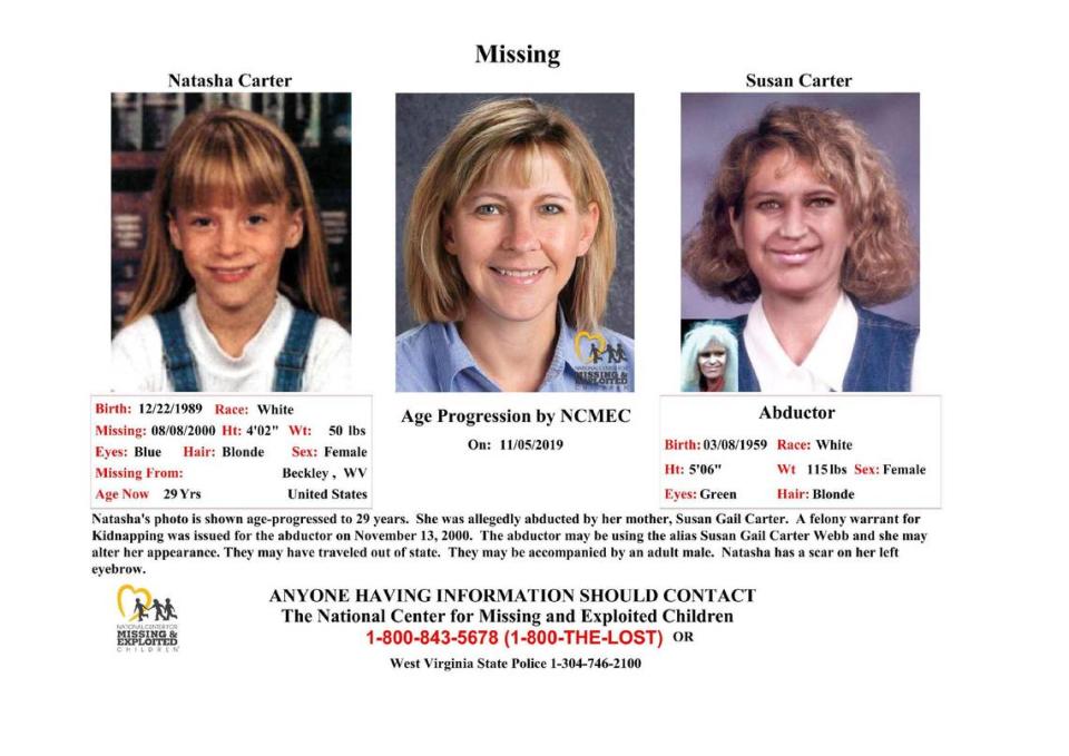 The presumed remains of Susan Carter and her daughter Natasha “Alex” Carter, 10, were found April 22, 2024, in West Virginia, state police said. The missing girl was believed to have been abducted by her mother.