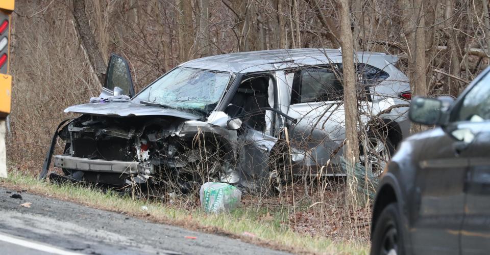 An SUV involved in a fatal accident on Rt, 304 just north of Squadron Blvd. in New City Jan. 20, 2023.