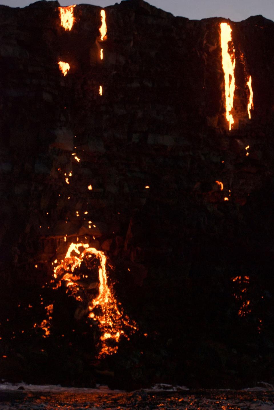 Lava from Hawaii’s volcano, Kilauea, oozes into the ocean