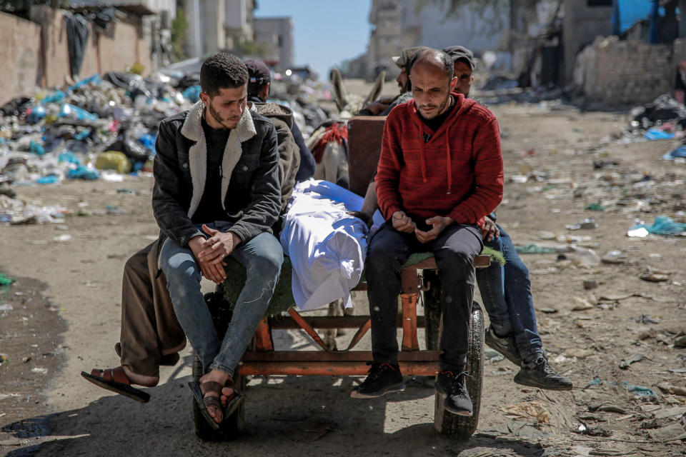 The body of a Palestinian killed when Israeli forces opened fire on crowds rushing at an aid distribution point in Gaza City. (AFP - Getty Images)