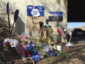 A makeshift memorial is pictured at the bridge where Aubrey McClendon crashed his car into left side of the bridge, in Oklahoma City, March 5, 2016. Picture taken March 5, 2016. To match AUBREY-MCCLENDON/SPECIALREPORT REUTERS/John Shiffman