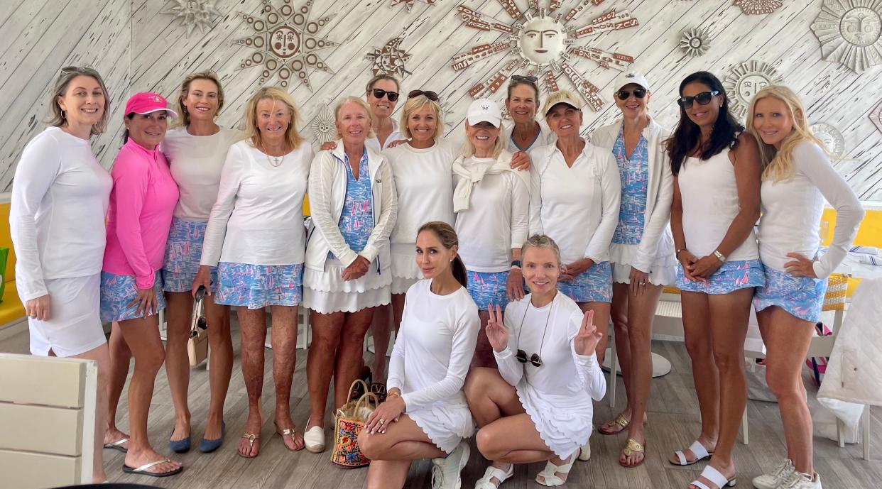 Members of the Phipps Ocean Park women's tennis team included: Alexis Bonner and Yana Schlesinger, from left, front row; and, from left in the back row, Ruth Kinzler, Michelle Trottier, Carolyn Ryan, Joan Parker, Cathy Moore, Jill Pollock, Sean Lee, Patti Silver, Gail Gordon, Caroline Geerlings, Paula Mikus, Karra Greenwood and Melissa Medrano. Not pictured are Chris Ansbacher, Melissa Beebe, MK Ernst, Maria Latran, Donna Lomench, Jennifer Post, Susan Rosenfeld, Wendy Ryan, Leslie Wagner and Colleen Weaver.