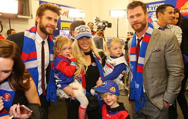 Liam Picken's partner Annie Nolan posed with the Hemsworths in the dressing room. Photo: Getty.