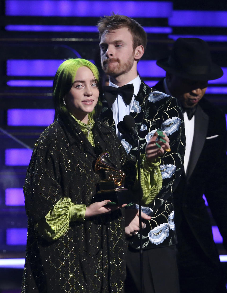 Billie Eilish, left, and Finneas O'Connell accept the award for album of the year for "When We All Fall Asleep, Where Do We Go?" at the 62nd annual Grammy Awards on Sunday, Jan. 26, 2020, in Los Angeles. (Photo by Matt Sayles/Invision/AP)