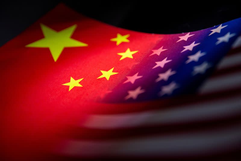 FILE PHOTO: Illustration shows China and U.S. flags