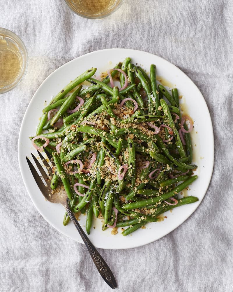 Blistered Green Beans with Pickled Shallots and Toasted Breadcrumbs