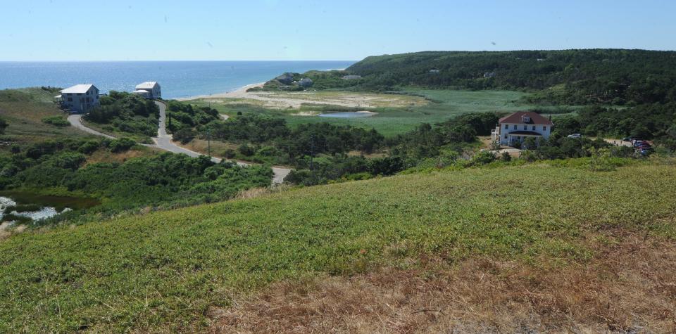 The view of Ballston Beach from the top of Bearberry Hill in Truro.