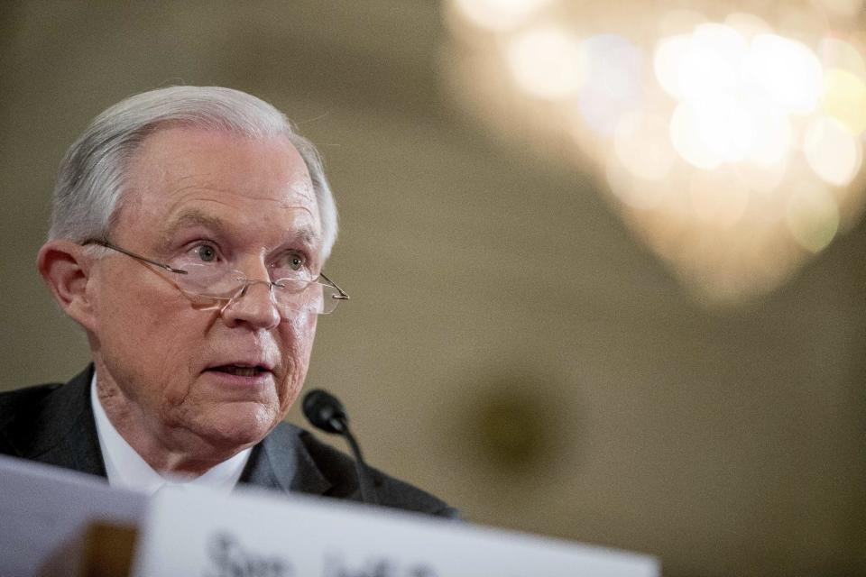 Attorney General-designate, Sen. Jeff Sessions, R-Ala. testifies on Capitol Hill in Washington, Tuesday, Jan. 10, 2017, at his confirmation hearing before the Senate Judiciary Committee. (AP Photo/Andrew Harnik)