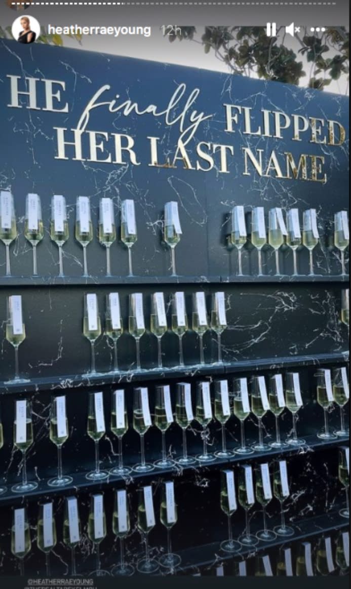 Tarek El Moussa and Heather Rae Young’s champagne wall. - Credit: Heather Rae Young/Instagram.
