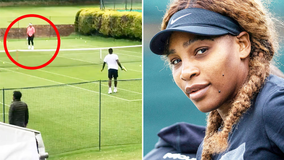 Serena Williams, pictured here practicing near Eastbourne ahead of her return to competitive tennis.