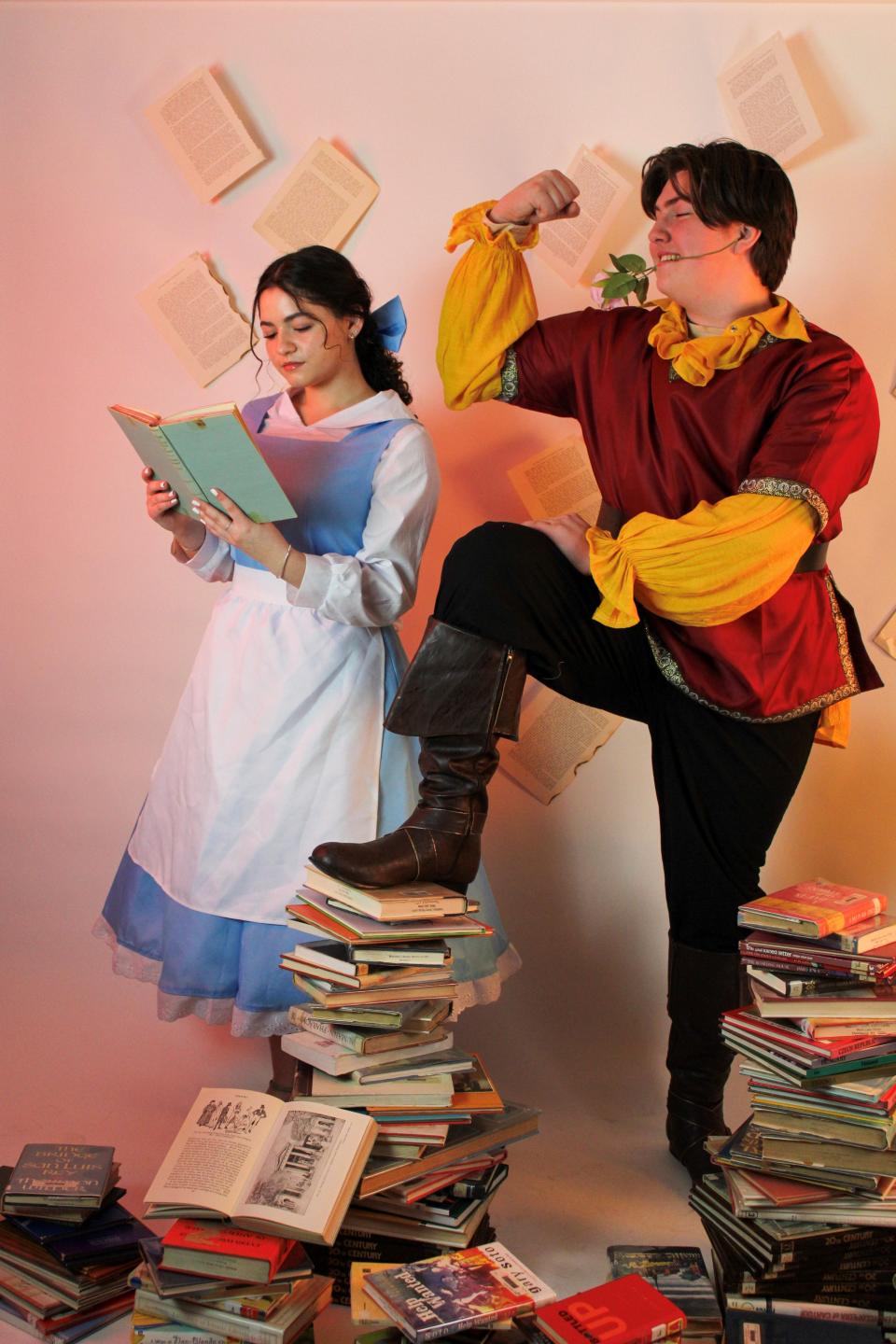 Senior Anna Pagan (as Belle) and junior Henry Sliss (as Gaston) in Westlake High School's production of "Beauty and the Beast," on stage March 8, 9, 10, 15, and 16.