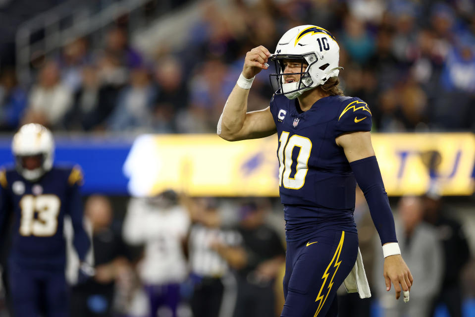 Justin Herbert's individual success hasn't led to much team success for the Los Angeles Chargers. (Photo by Katelyn Mulcahy/Getty Images)