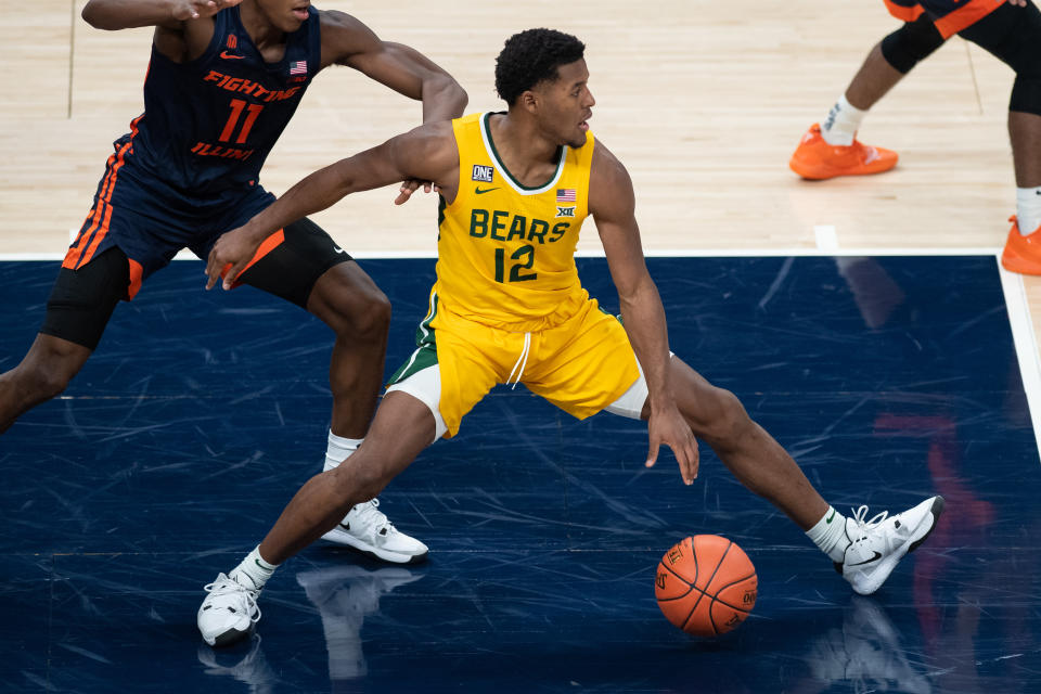 Baylor Bears guard Jared Butler (12) led his team to a No. 1 seed in the NCAA tournament. (Photo by Zach Bolinger/Icon Sportswire via Getty Images)