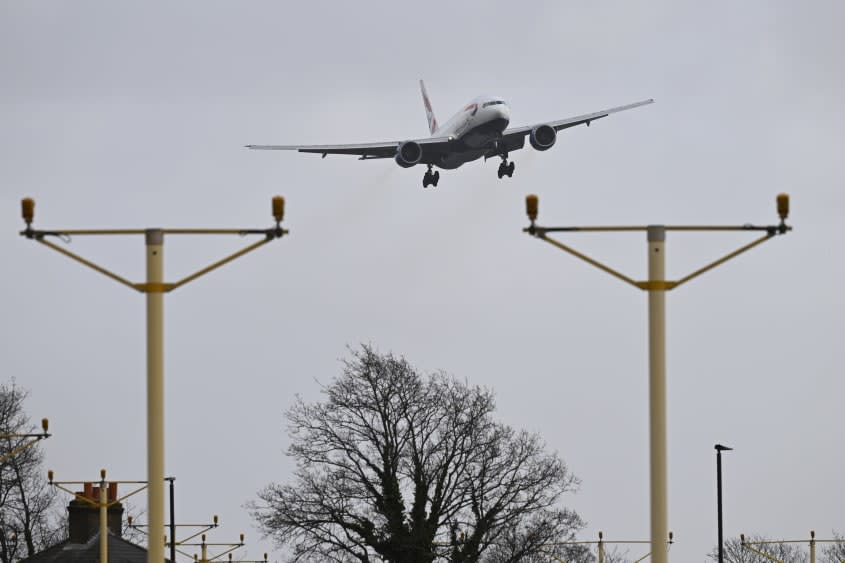 An airplane in windy conditions.