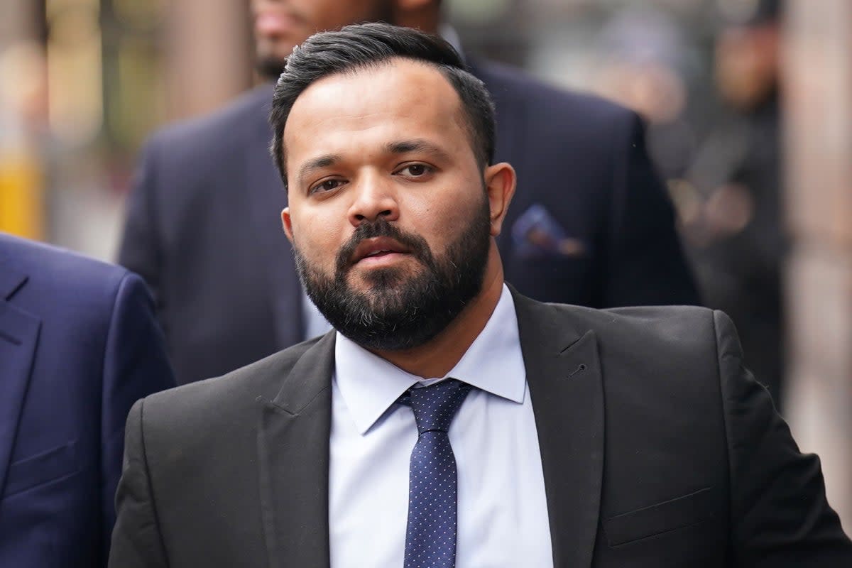 Azeem Rafiq arriving at the CDC hearing on Tuesday (James Manning/PA) (PA Wire)