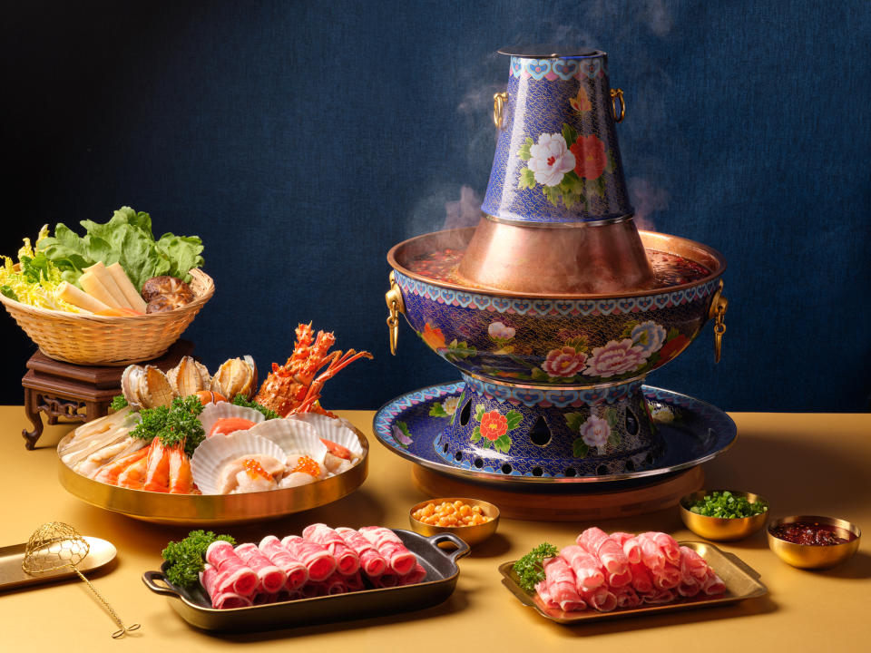 Order 1 day ahead for this Majestic Hot Pot at Si Chuan Dou Hua with incredible broths, fresh meat platter, luxurious seafood and more