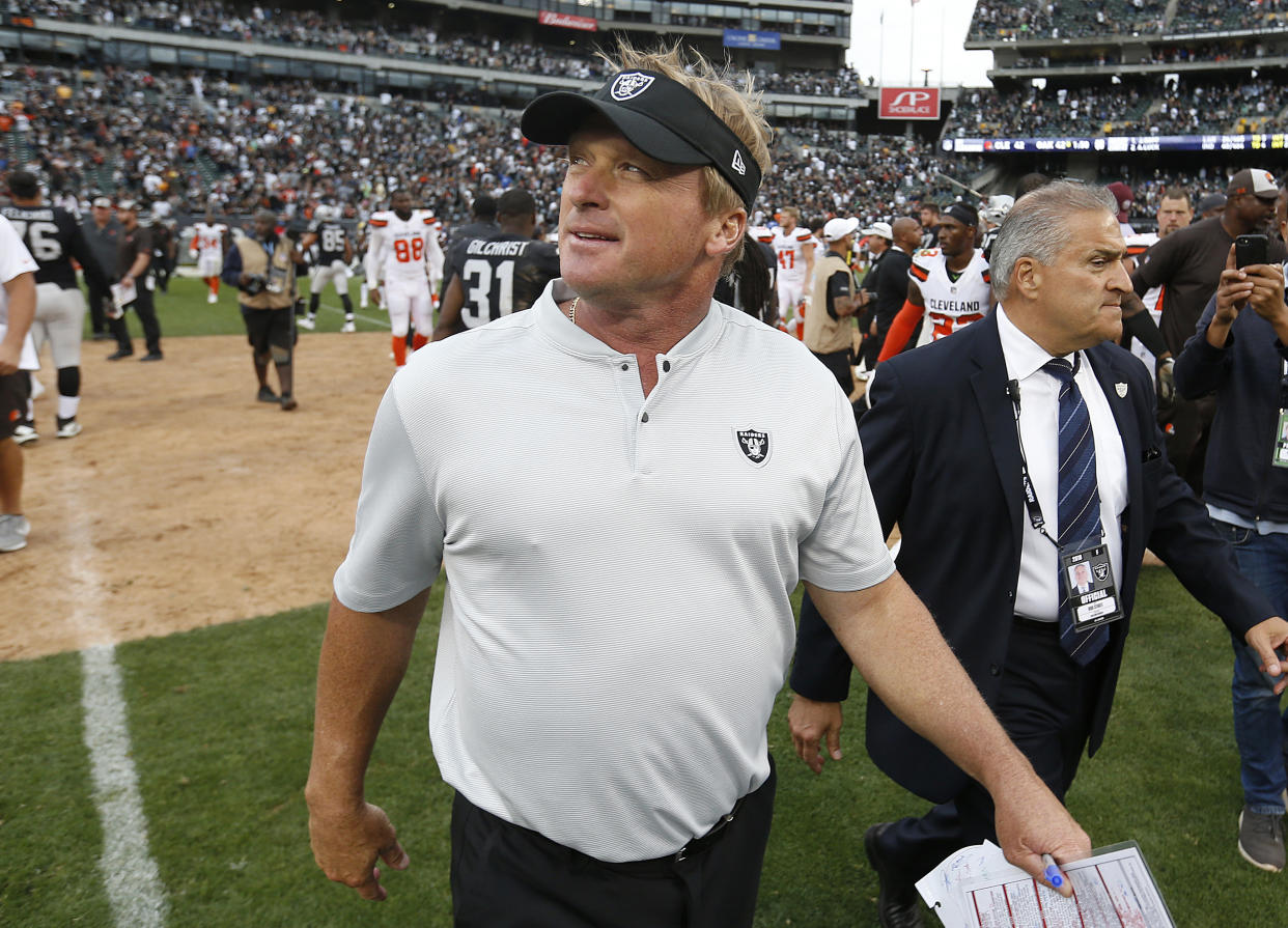 Some Oakland Raiders players aren't happy with the moves head coach Jon Gruden has made. (AP)