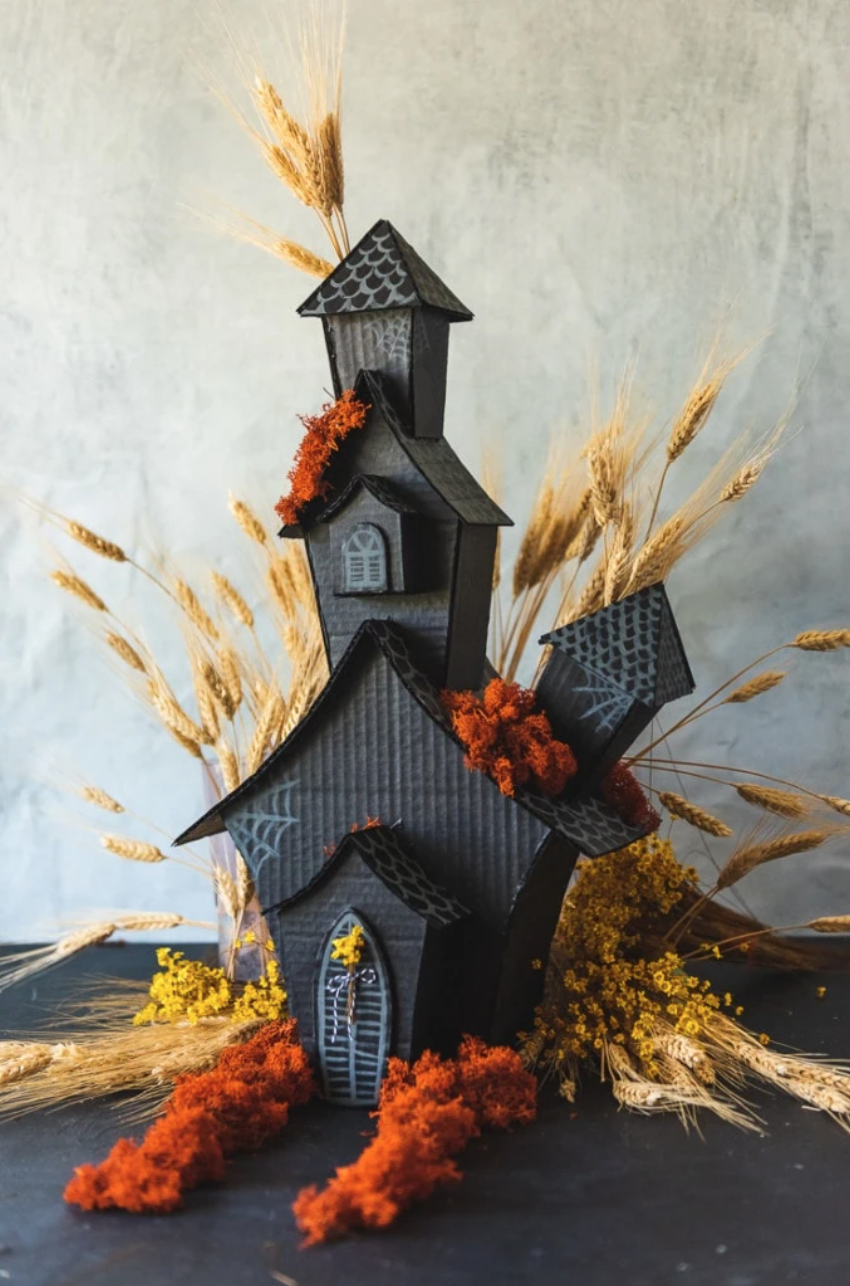 halloween centerpieces cardboard box haunted house