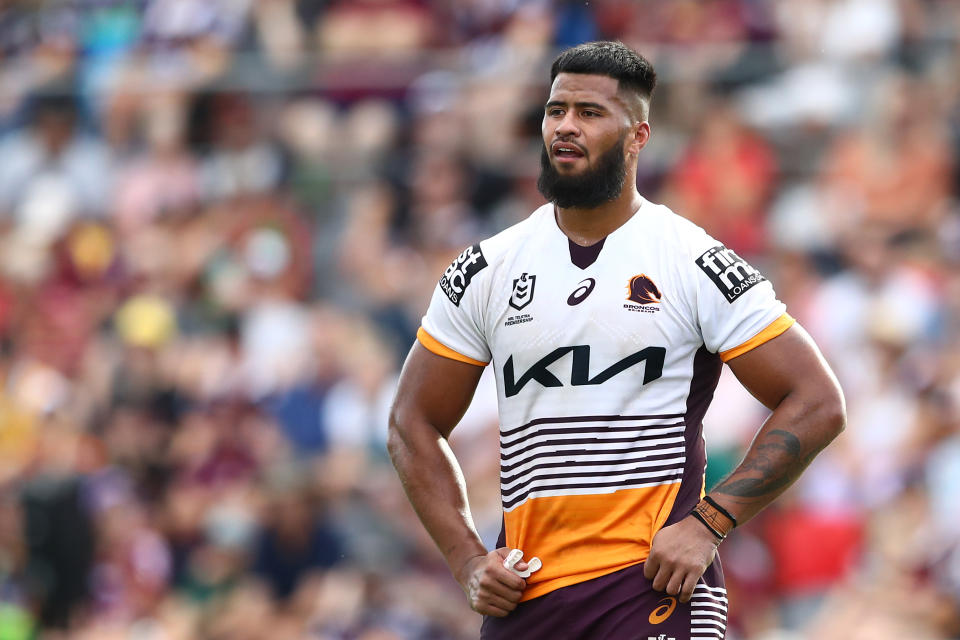 Seen here, Broncos prop Payne looking on during the round four loss against the New Zealand Warriors. 