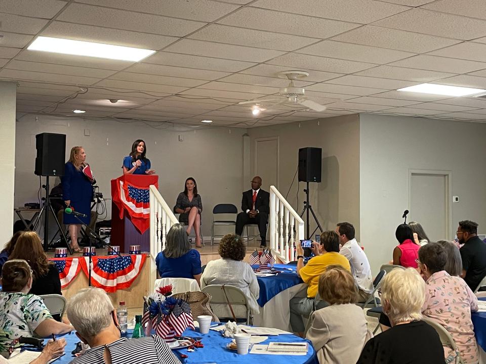 Jennifer Jenkins spoke on behalf of Charlie Crist at the Democratic Women's Club of Florida Saturday morning in Rockledge.