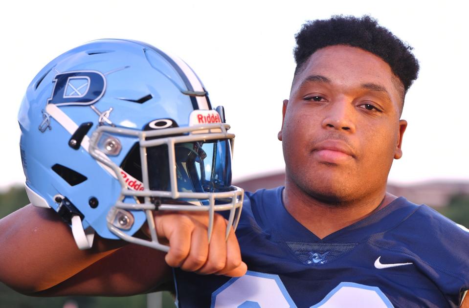 Upstate football stand-out DJ Geth at Dorman High School in Spartanburg, Thursday, July 28, 2022. Geth, an offensive lineman, is committed to North Carolina.