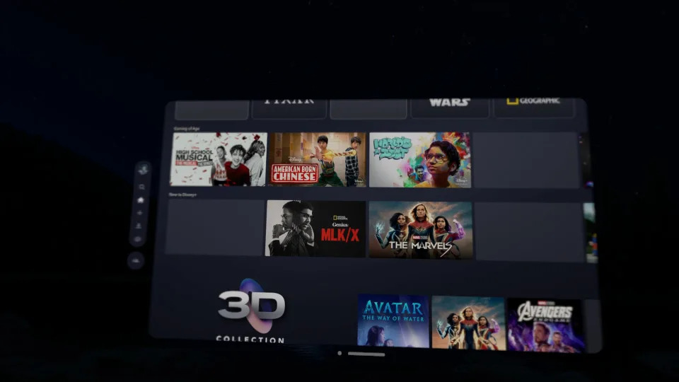 Disney+ on the Apple Vision Pro