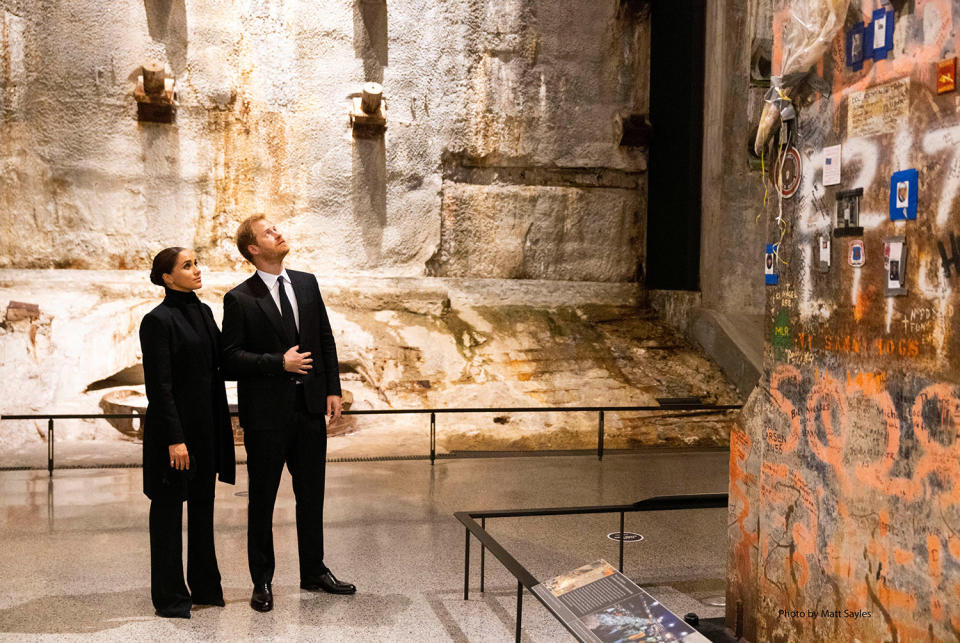 <p>Meghan and Harry took a moment to reflect as they looked up at the last foundation pillar that was standing from the World Trade Center site.</p>