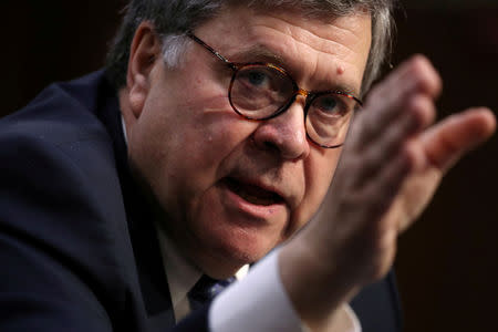 William Barr testifies before a Senate Judiciary Committee hearing on his nomination to be attorney general of the United States on Capitol Hill in Washington, U.S., January 15, 2019. REUTERS/Jonathan Ernst/Files