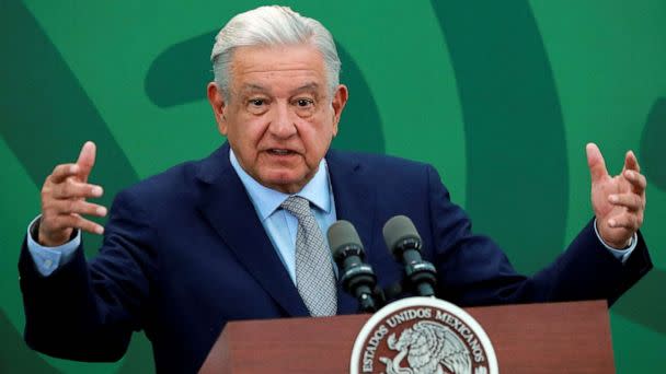 PHOTO: FILE - Mexico's President Andres Manuel Lopez Obrador speaks during a news conference at the Secretariat of Security and Civilian Protection in Mexico City, March 9, 2023. (Henry Romero/Reuters, FILE)
